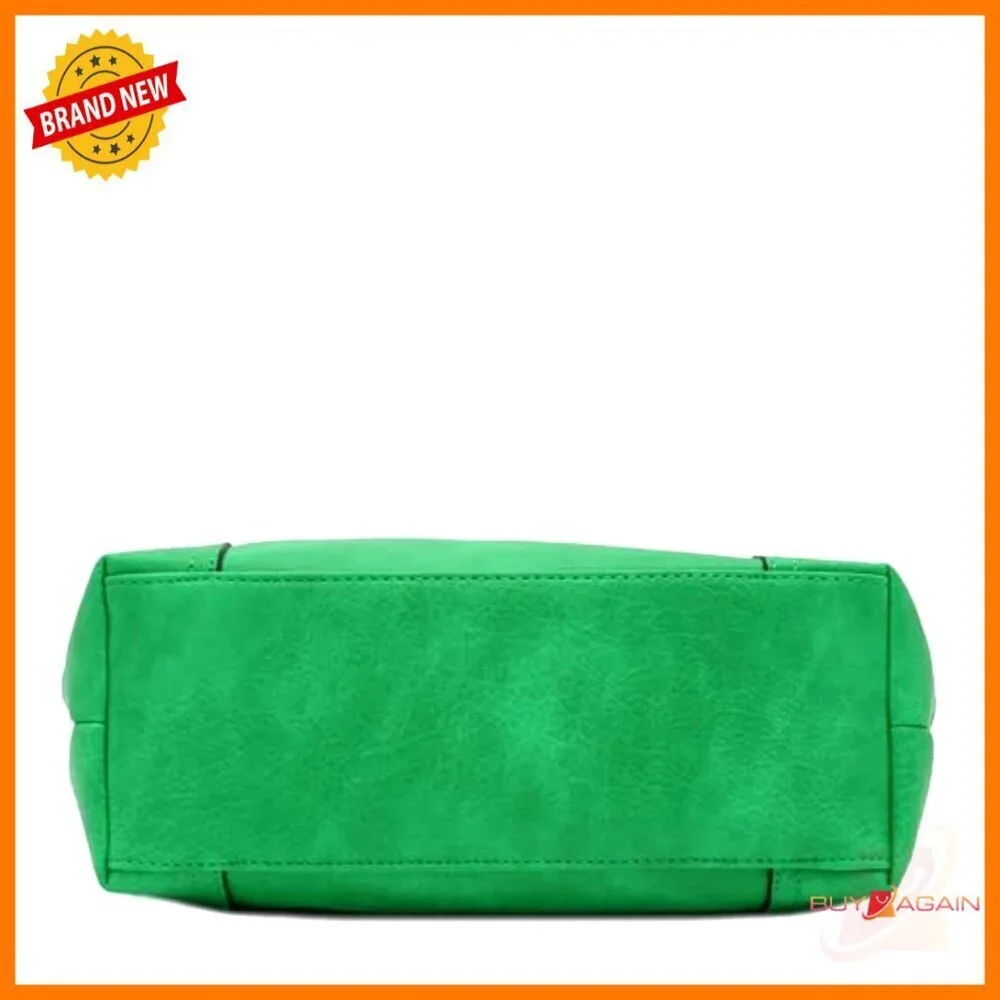 Faux Leather Hobo Shoulder Bag with Detachable Strap and Snap Hook